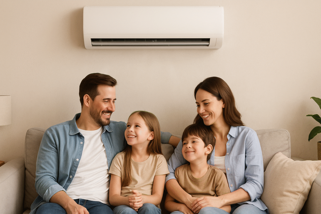 Família em ambiente climatizado com ar-condicionado instalado em Costa Rica MS